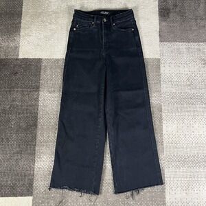 Judy Blue Wide Crop Jeans High Waist Frayed Hem Black Denim Size 1/25‎